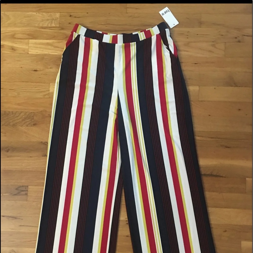 NWT BARIII Striped pull on wide leg pants size M